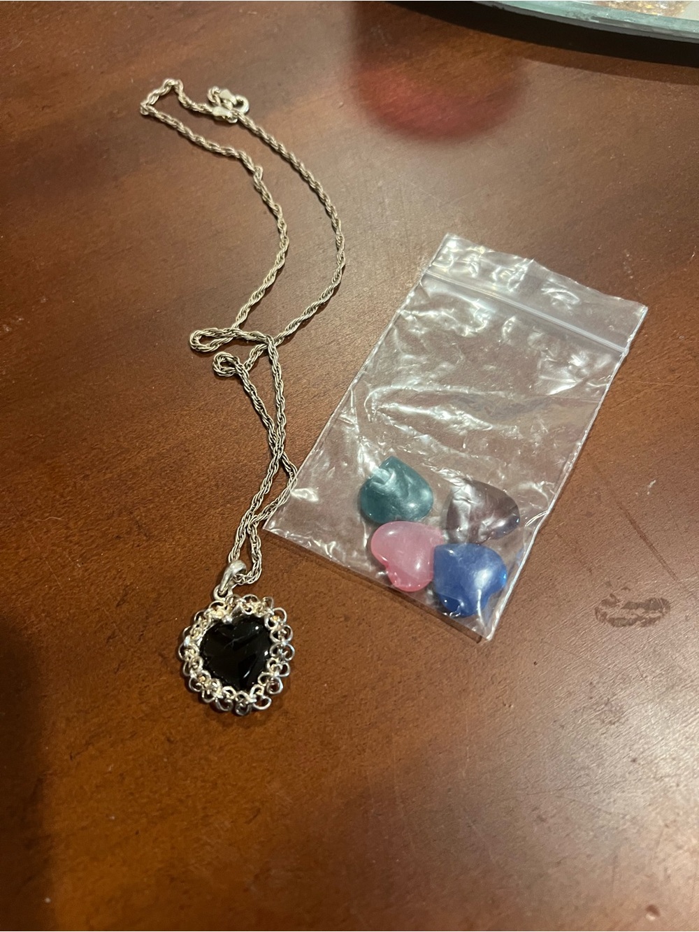 Silver Heart Pendant Necklace with Color Choice Stones